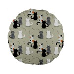 Cute Cat Seamless Pattern Standard 15  Premium Flano Round Cushions