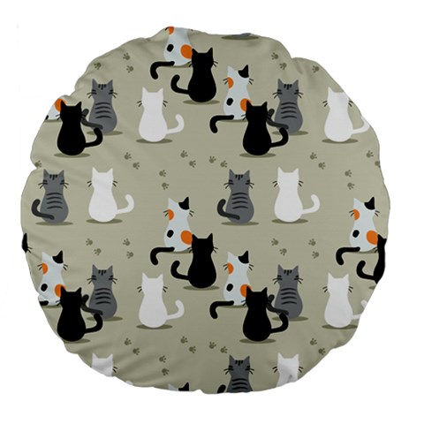 Cute Cat Seamless Pattern Large 18  Premium Flano Round Cushions from ArtsNow.com Front