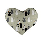 Cute Cat Seamless Pattern Standard 16  Premium Flano Heart Shape Cushions