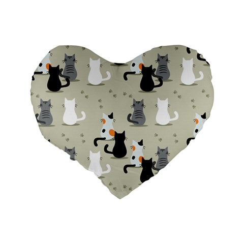 Cute Cat Seamless Pattern Standard 16  Premium Flano Heart Shape Cushions from ArtsNow.com Back