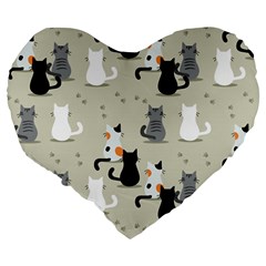 Cute Cat Seamless Pattern Large 19  Premium Flano Heart Shape Cushions from ArtsNow.com Back
