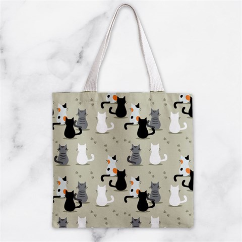 Cute Cat Seamless Pattern Zipper Grocery Tote Bag from ArtsNow.com Back