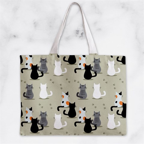 Cute Cat Seamless Pattern Zipper Mini Tote Bag from ArtsNow.com Front