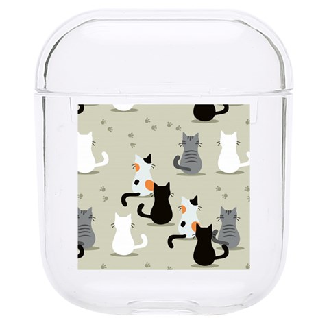 Cute Cat Seamless Pattern Hard PC AirPods 1/2 Case from ArtsNow.com Front