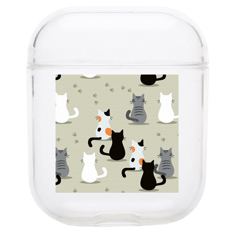 Cute Cat Seamless Pattern Soft TPU AirPods 1/2 Case from ArtsNow.com Front