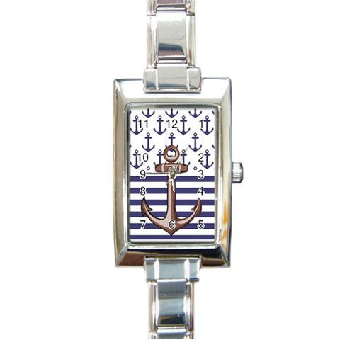 Anchor Background Design Rectangle Italian Charm Watch from ArtsNow.com Front