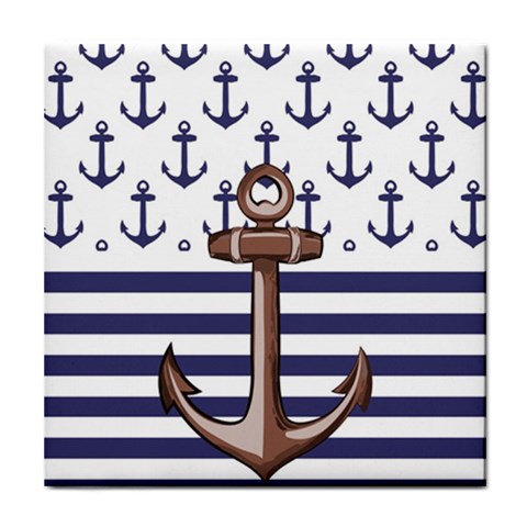 Anchor Background Design Tile Coaster from ArtsNow.com Front