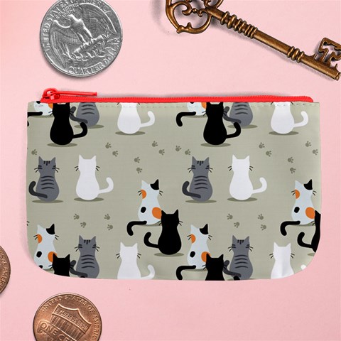 Cute Cat Seamless Pattern Large Coin Purse from ArtsNow.com Front