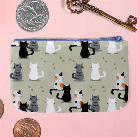 Cute Cat Seamless Pattern Large Coin Purse from ArtsNow.com Back