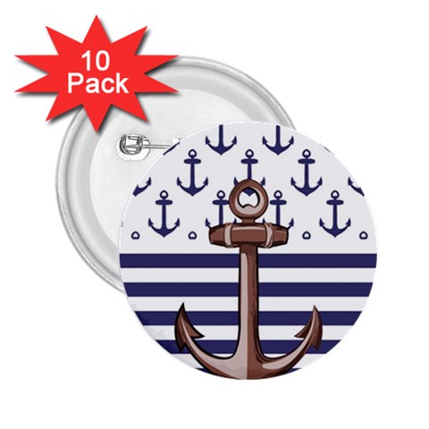 Anchor Background Design 2.25  Buttons (10 pack)  from ArtsNow.com Front