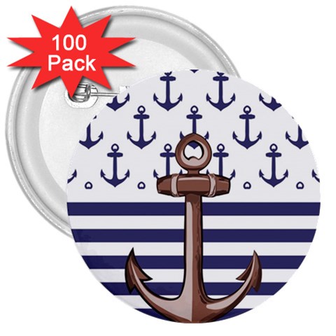 Anchor Background Design 3  Buttons (100 pack)  from ArtsNow.com Front