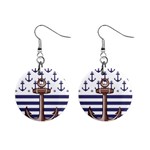 Anchor Background Design Mini Button Earrings