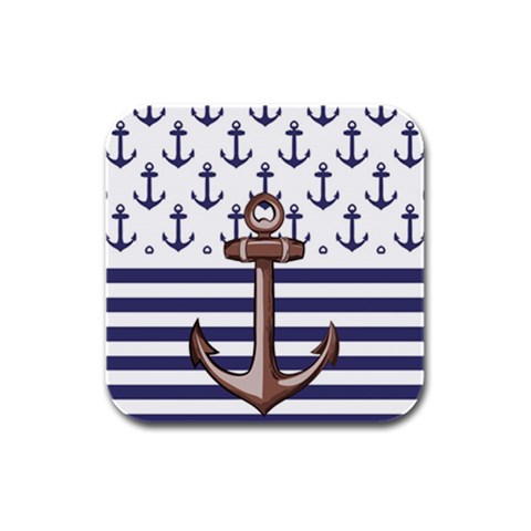 Anchor Background Design Rubber Square Coaster (4 pack) from ArtsNow.com Front