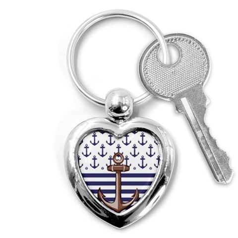 Anchor Background Design Key Chain (Heart) from ArtsNow.com Front