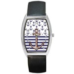 Anchor Background Design Barrel Style Metal Watch