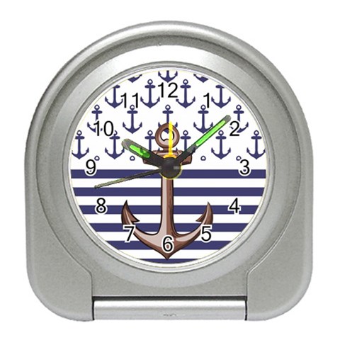 Anchor Background Design Travel Alarm Clock from ArtsNow.com Front