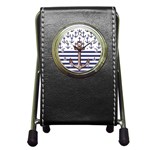 Anchor Background Design Pen Holder Desk Clock