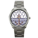 Anchor Background Design Sport Metal Watch