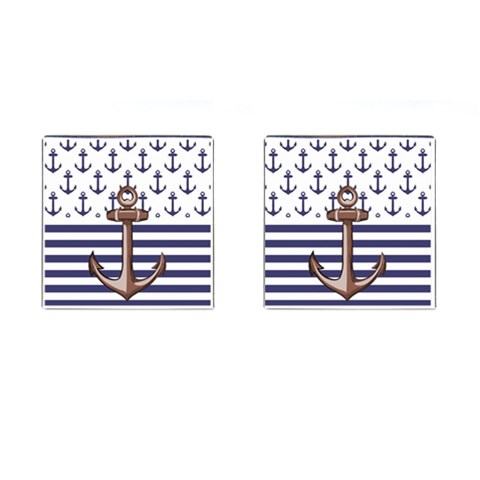 Anchor Background Design Cufflinks (Square) from ArtsNow.com Front(Pair)