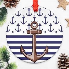 Anchor Background Design Round Ornament (Two Sides) from ArtsNow.com Back