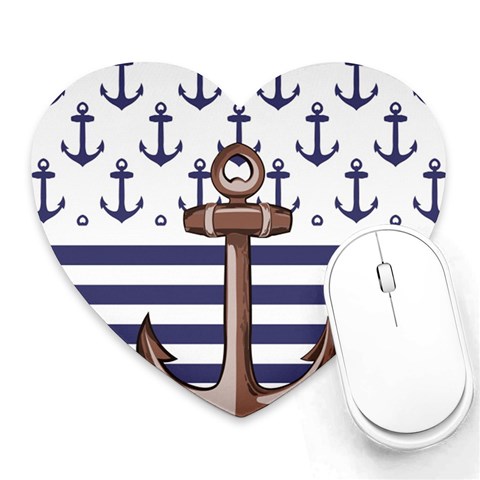 Anchor Background Design Heart Mousepad from ArtsNow.com Front