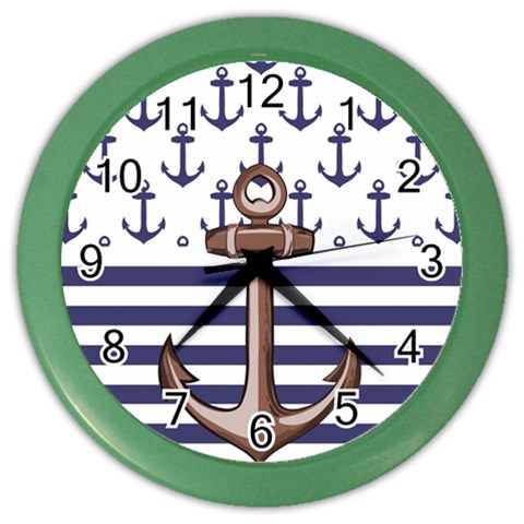Anchor Background Design Color Wall Clock from ArtsNow.com Front