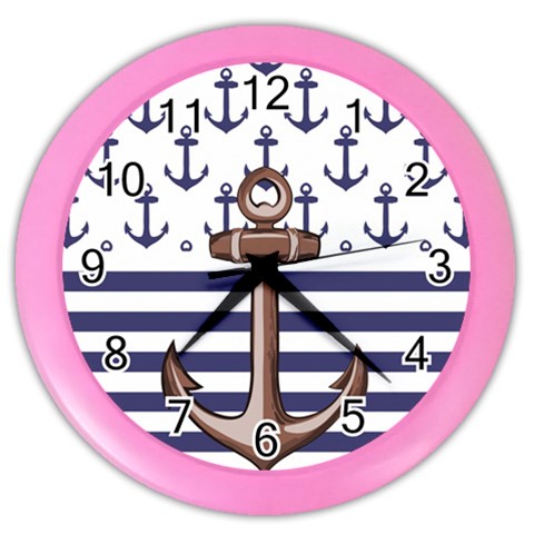Anchor Background Design Color Wall Clock from ArtsNow.com Front