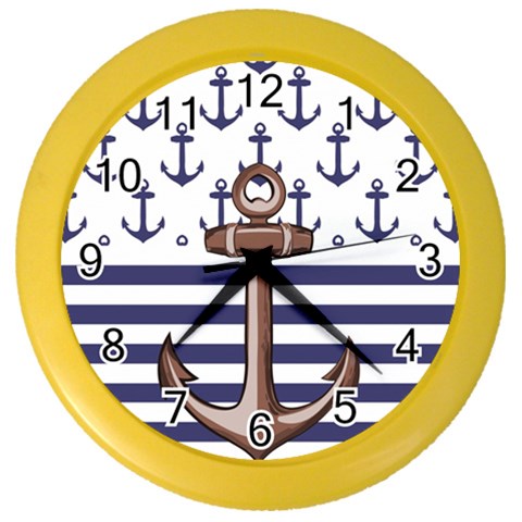 Anchor Background Design Color Wall Clock from ArtsNow.com Front