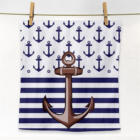 Anchor Background Design Face Towel from ArtsNow.com Front