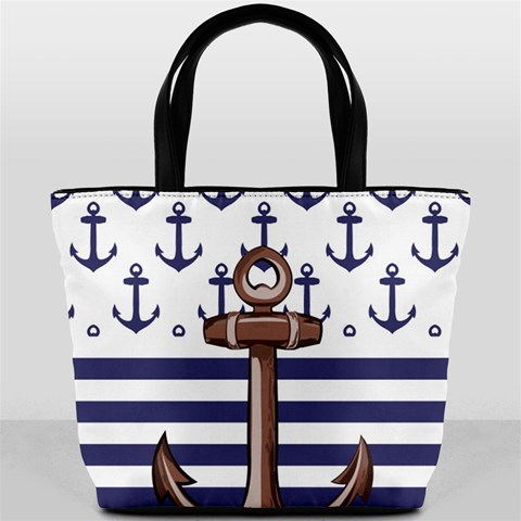 Anchor Background Design Bucket Bag from ArtsNow.com Back