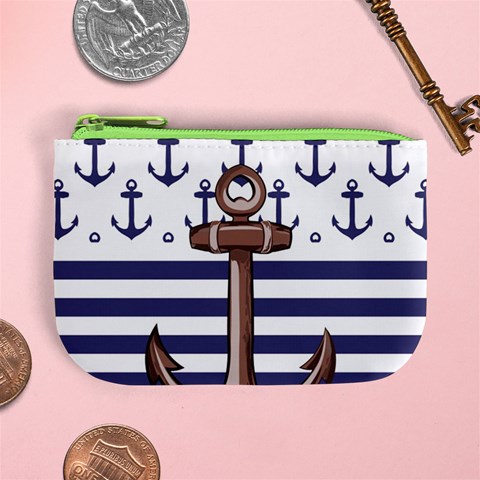Anchor Background Design Mini Coin Purse from ArtsNow.com Front