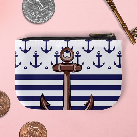 Anchor Background Design Mini Coin Purse from ArtsNow.com Back
