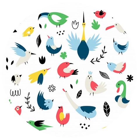 Vector Set Isolates With Cute Birds Scandinavian Style Wooden Bottle Opener (Round) from ArtsNow.com Front