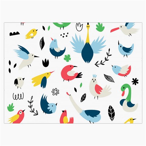 Vector Set Isolates With Cute Birds Scandinavian Style Roll Up Canvas Pencil Holder (M) from ArtsNow.com Front