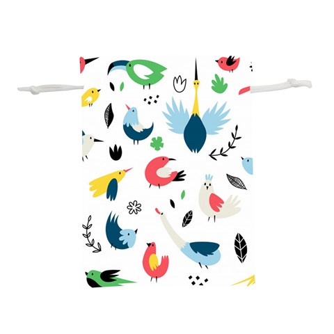 Vector Set Isolates With Cute Birds Scandinavian Style Lightweight Drawstring Pouch (M) from ArtsNow.com Front
