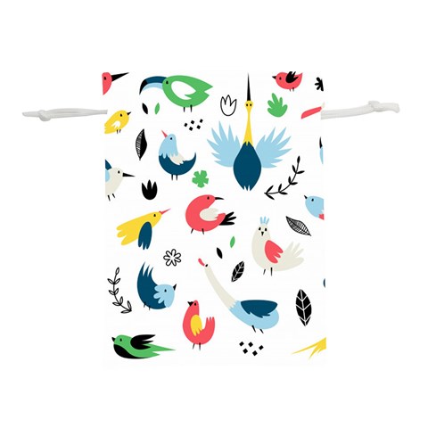 Vector Set Isolates With Cute Birds Scandinavian Style Lightweight Drawstring Pouch (L) from ArtsNow.com Front