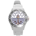 Anchor Background Design Round Plastic Sport Watch (L)