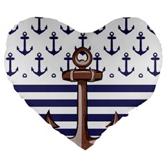 Anchor Background Design Large 19  Premium Heart Shape Cushions from ArtsNow.com Front