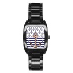 Anchor Background Design Stainless Steel Barrel Watch