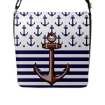 Anchor Background Design Flap Closure Messenger Bag (L)