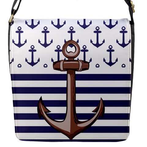 Anchor Background Design Flap Closure Messenger Bag (S) from ArtsNow.com Front