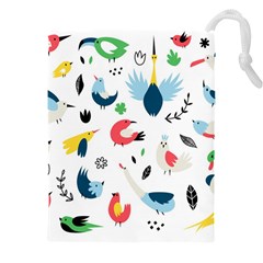 Vector Set Isolates With Cute Birds Scandinavian Style Drawstring Pouch (4XL) from ArtsNow.com Front