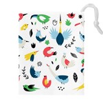 Vector Set Isolates With Cute Birds Scandinavian Style Drawstring Pouch (4XL)