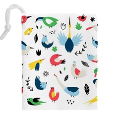 Vector Set Isolates With Cute Birds Scandinavian Style Drawstring Pouch (4XL) from ArtsNow.com Back