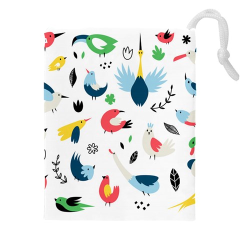 Vector Set Isolates With Cute Birds Scandinavian Style Drawstring Pouch (5XL) from ArtsNow.com Front