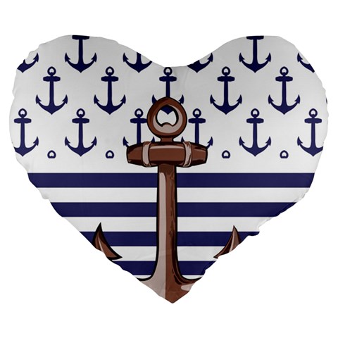 Anchor Background Design Large 19  Premium Flano Heart Shape Cushions from ArtsNow.com Front