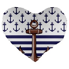 Anchor Background Design Large 19  Premium Flano Heart Shape Cushions from ArtsNow.com Front