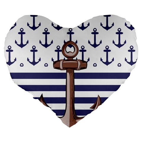 Anchor Background Design Large 19  Premium Flano Heart Shape Cushions from ArtsNow.com Back