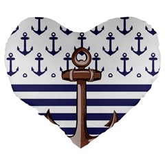Anchor Background Design Large 19  Premium Flano Heart Shape Cushions from ArtsNow.com Back