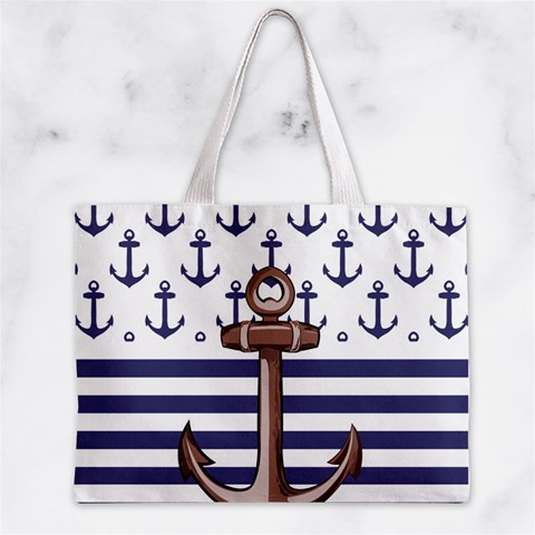 Anchor Background Design Zipper Mini Tote Bag from ArtsNow.com Back